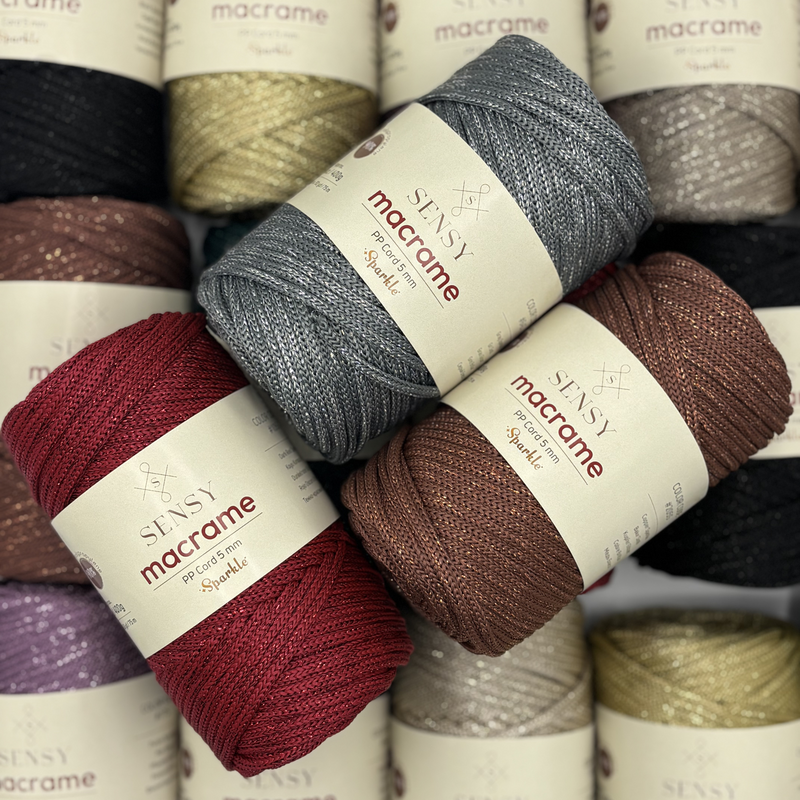 Sensy Premium 5mm Sparkle - 82 yardas 90% Polipropileno / 10% Poliéster Macrame Cord