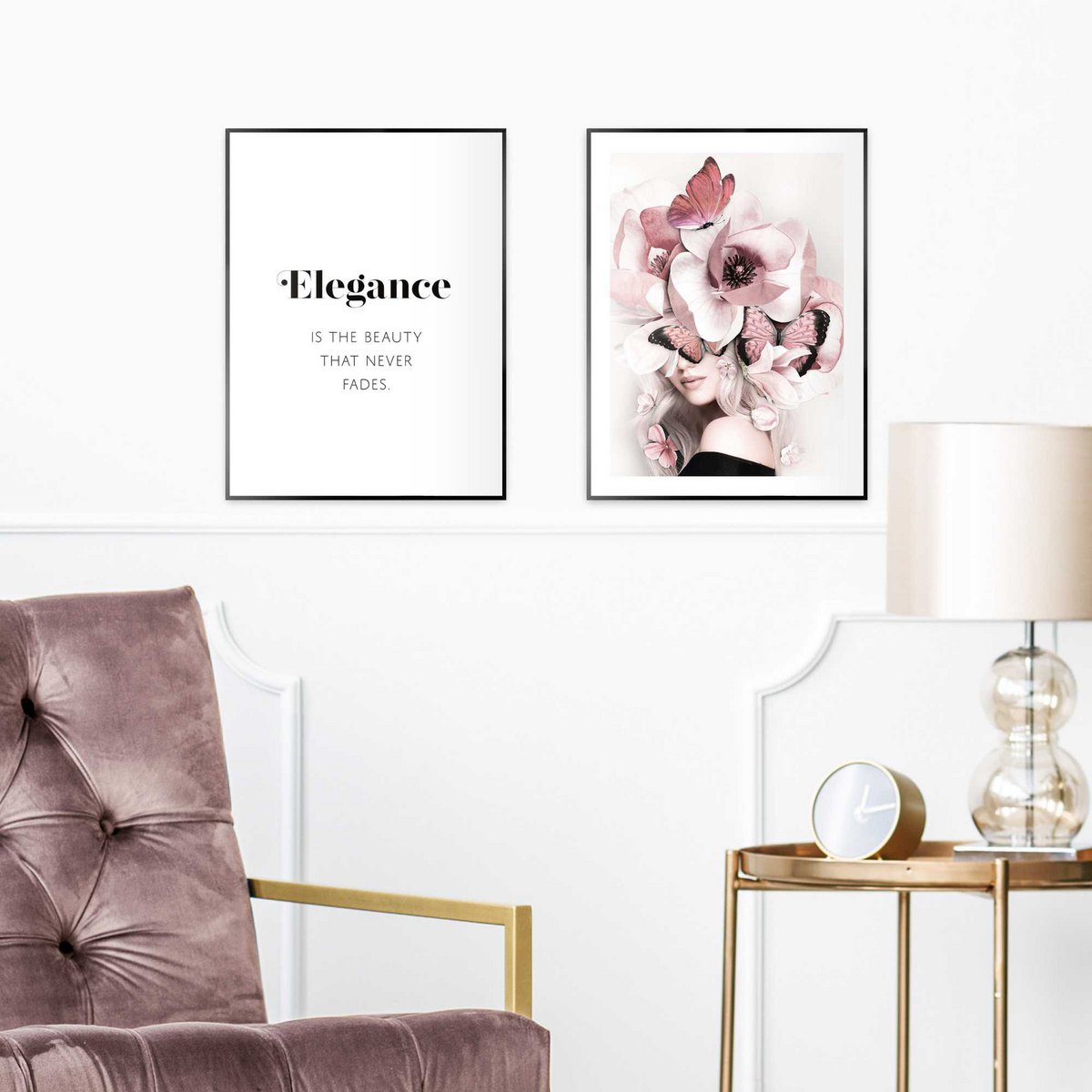 Painting set Slim Frame Elegant Flower Woman 40x30