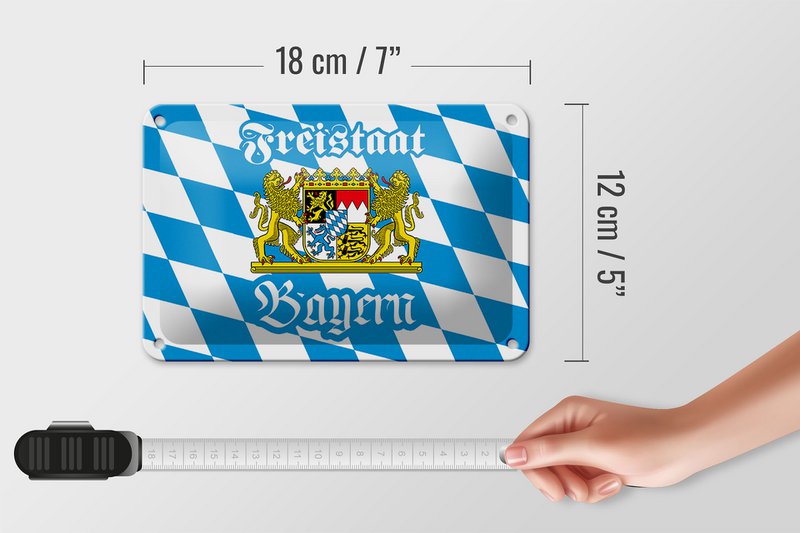 Tin sign Bavaria 18x12cm Free State of Bavaria coat of arms decoration
