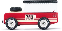  Red vintage racing car toy with number 763, white stripe, black wheels, retro drifter style.