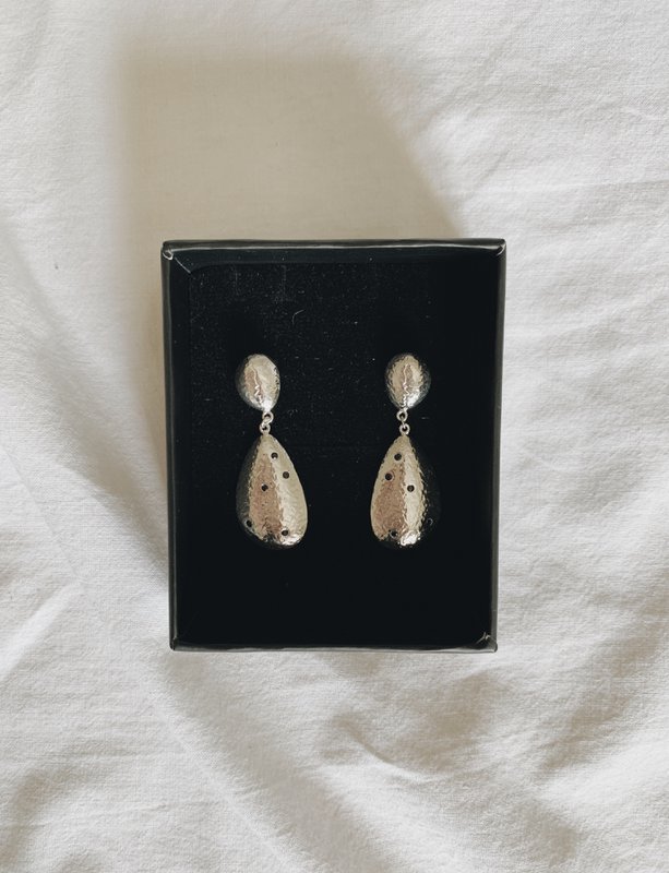 Perfect Imperfection Onyx Drop Earrings - Silver