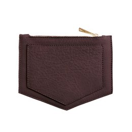  A compact, minimalist wallet in a graphite grey color with a textured leather-like material. The wallet features a simple, clean design with a zippered compartment and a small metal accent.