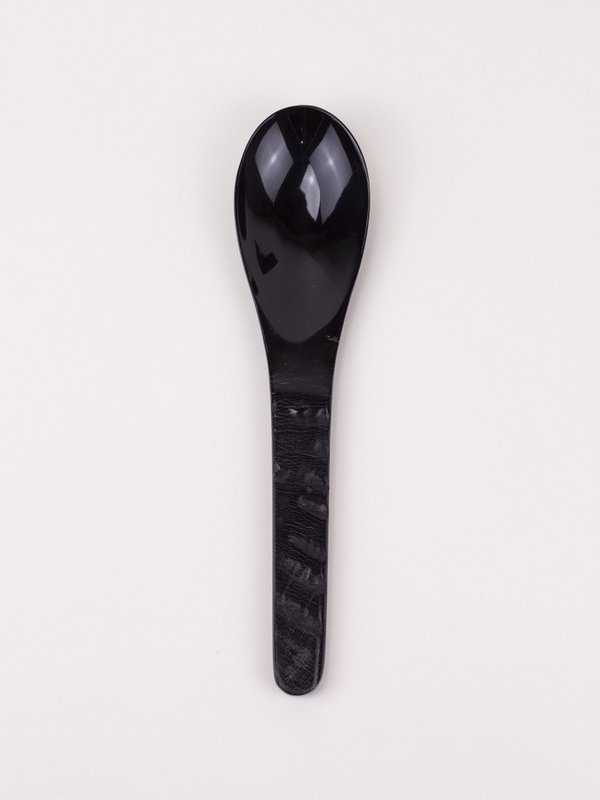Rice spoon classic in raw black buffalo horn