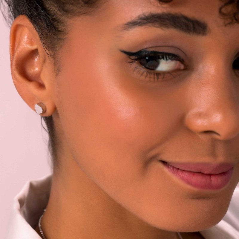 Boucles d'Oreilles Argent Coeur Cube