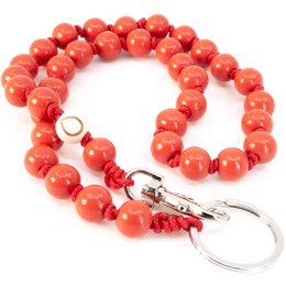 Vibrant red smartphone case with watermelon design, featuring a beaded bracelet-style strap with a metal clasp for easy attachment to your device.