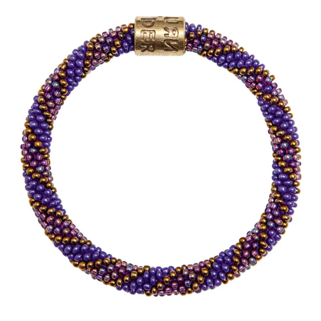 Armbånd rulle på lilla kobberdesign med glasperler