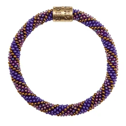 Armbånd rulle på lilla kobberdesign med glasperler