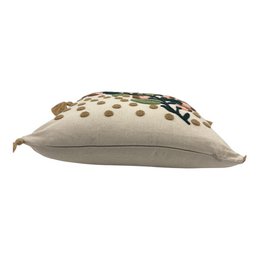 Decorative pillow with punch embroidery - flower - clove - 43 x 43cm