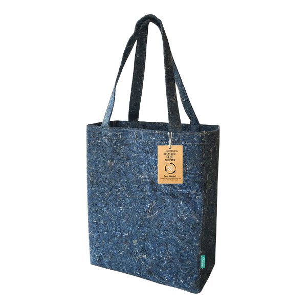 Recycled Jeans Shoulder Bag with text