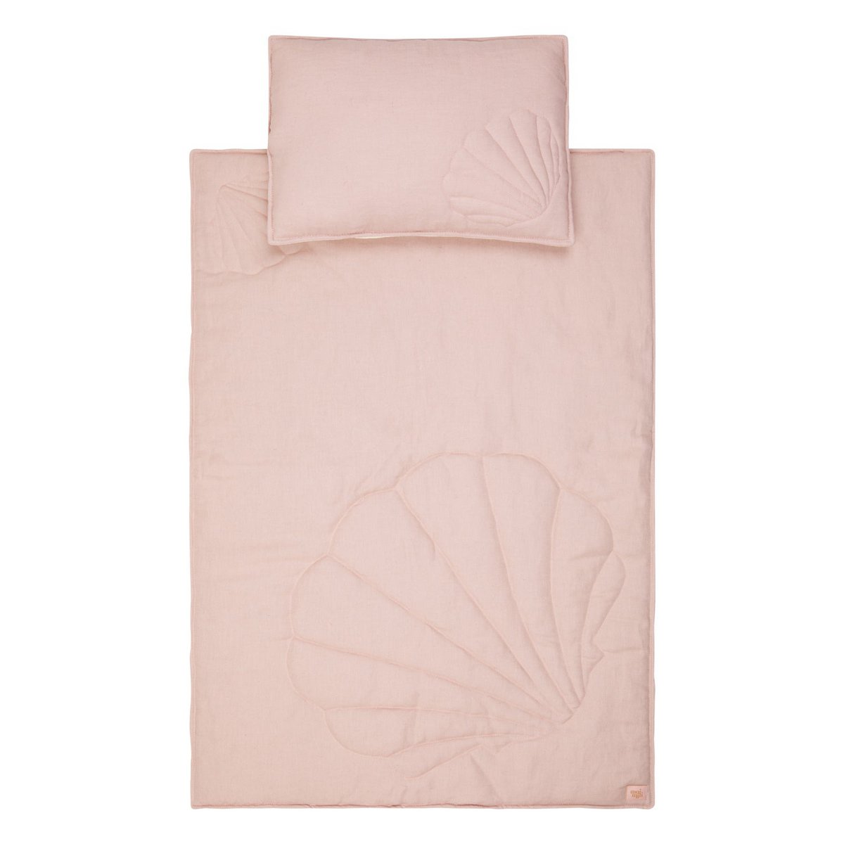 Linnen schelp kinderovertrekset "Poederroze"