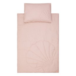 Linnen schelp kinderovertrekset "Poederroze"