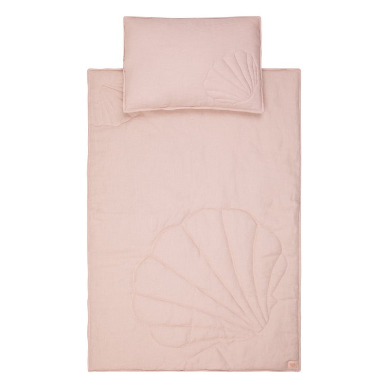 Linnen schelp kinderovertrekset "Poederroze"