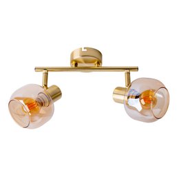 2er Spot/Lampa sufitowa „Libby”, klasyczna lampa sufitowa wykonana z mosiężnego metalowego i zabarwionego szkła w bursztynie, z gniazdem E14, do jadalni, salonu, korytarza lub biura, 40 cm długości