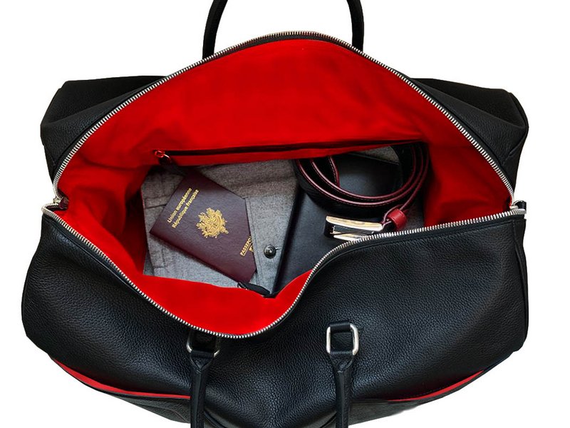 Borsa da viaggio VISTA LAGO. Collezione iniziale - Nero - Bordi rossi e blu