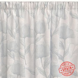  Translucent curtain with digitally printed floral design in aqua and blue colors, suitable for living room, bedroom, and kitchen.