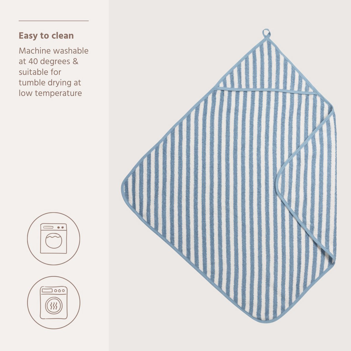 Badcape badstof jacquard Fat Stripe Jeans Blue