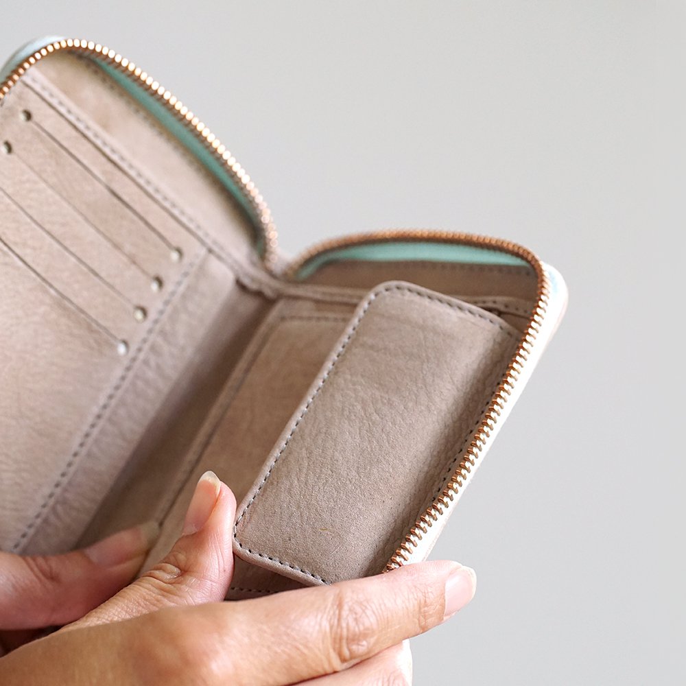 compacte leren portemonnee taupe