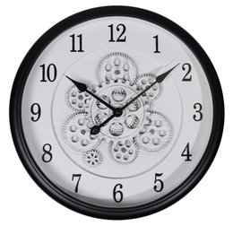 Orologio da parete scheletrato dal look vintage industriale, Ø 40 cm, bianco/nero