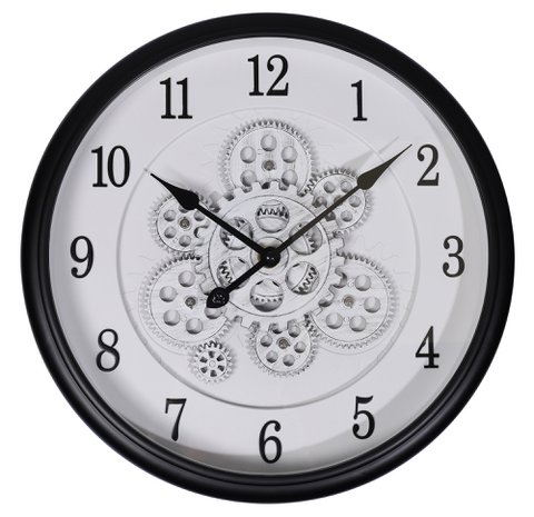 Skelett-Wanduhr im Industrial-Vintage-Look, Ø 40 cm, schwarz/ weiß