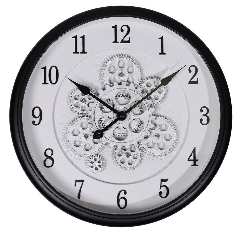 Orologio da parete scheletrato dal look vintage industriale, Ø 40 cm, bianco/nero