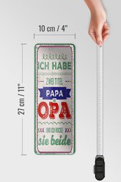 Blechschild Spruch 27x10 cm 2 Titel Papa und Opa und ich rocke sie beide Schild