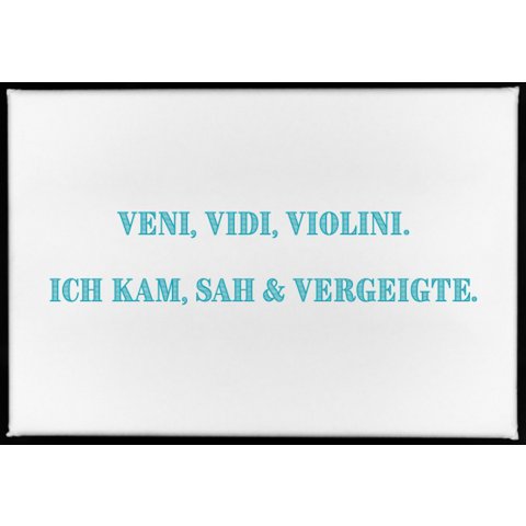 Imán, 79 x 53 mm, VENI, VIDI, VIOLINI - ICH KAM, SAH & VERGEIGTE