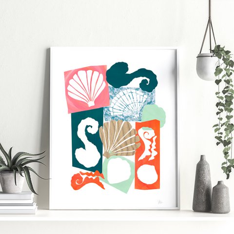 Abstract Shell Cut Outs Print