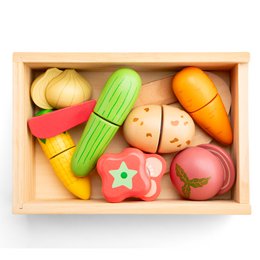 Set da taglio per verdure in legno in scatola portaoggetti
