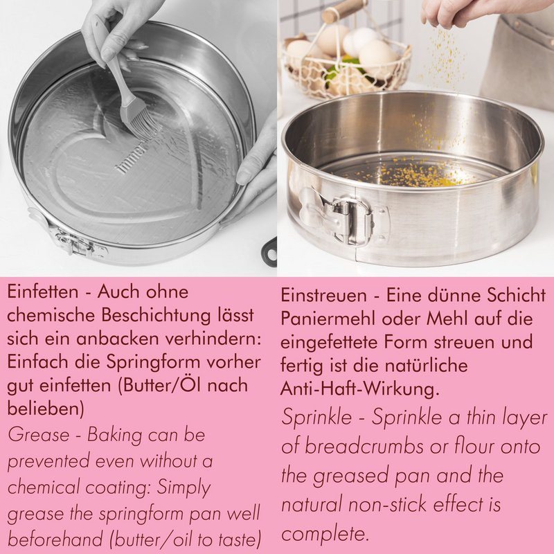 Set mit 2 Springformen Edelstahl Backform unbeschichtet PFAS-frei