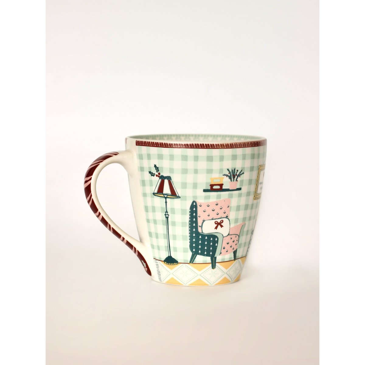 Stoneware Mug - Pastel Checks Interior, 300ml