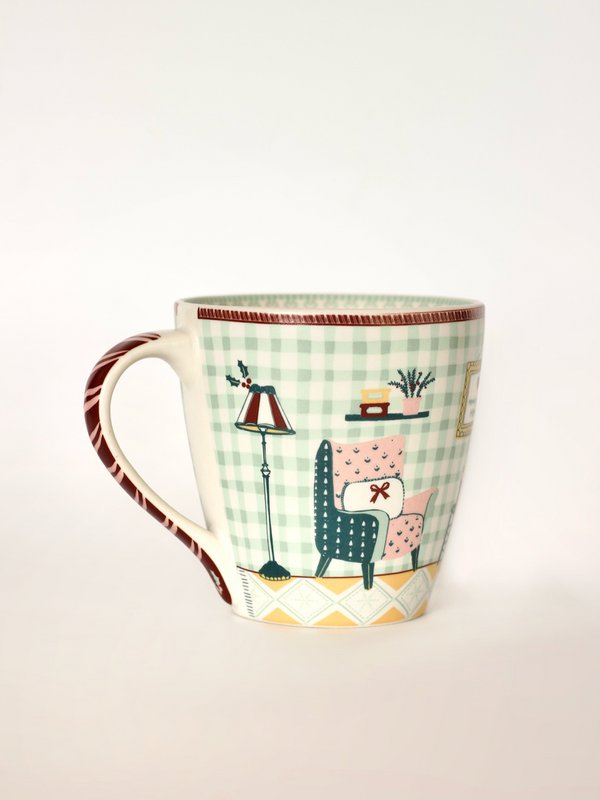Stoneware Mug - Pastel Checks Interior, 300ml