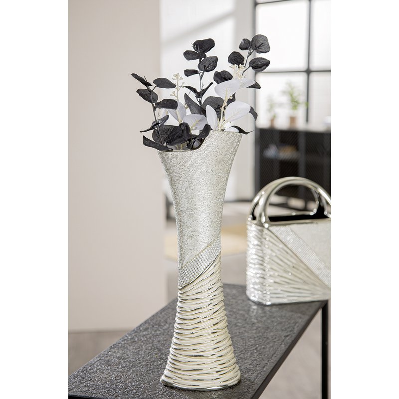 Vase rhinsten champagnefarvet, sølvfarvet H. 39 cm, VE 2
