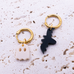 Ohrringe Fledermaus Geist Creolen Halloween - leichte Ohrstecker Herbst Geister Drache