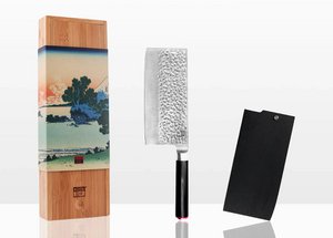 Messer - Cleaver mit Bambus-Saya und Bambusbox - 190-mm-Klinge