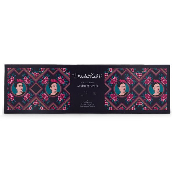 Duftkerzen Set Frida Kahlo Garden des parfums 5 x 45g - Sandale Oud, Jasmin de minuit, eau de rose, fleur de lilas, orchidée sauvage