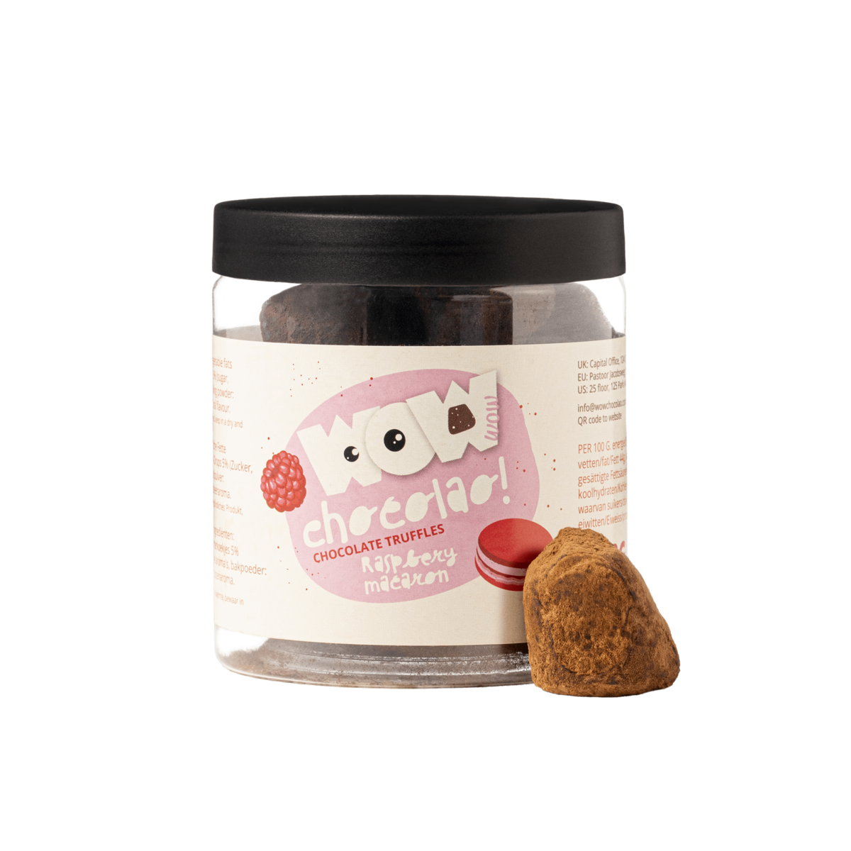Raspberry Macaron Chocolate Truffles Gift Jar 130g | Fruity Luxury Chocolate
