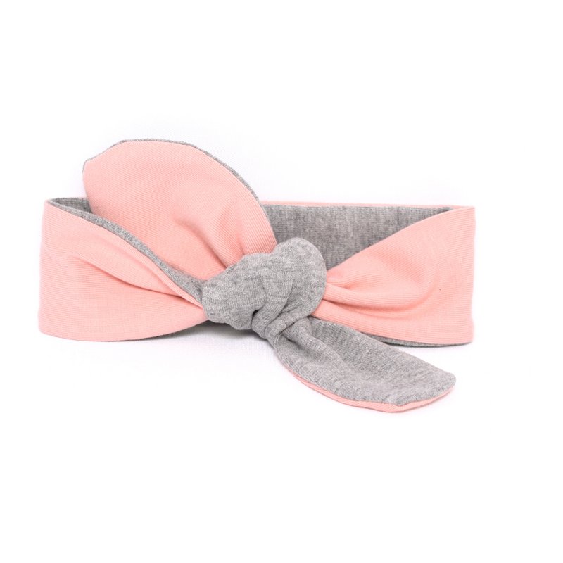 Baby hair band knotted bi-color light gray / salmon OK 4105