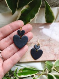 Boucles d'oreilles coeur noir