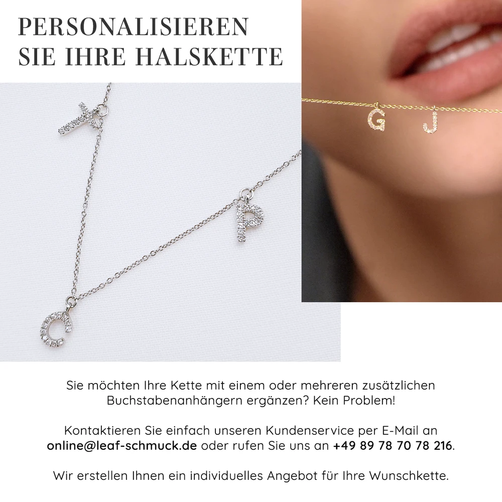 Halskette Letter "C", 14 K Weissgold mit Diamanten 
