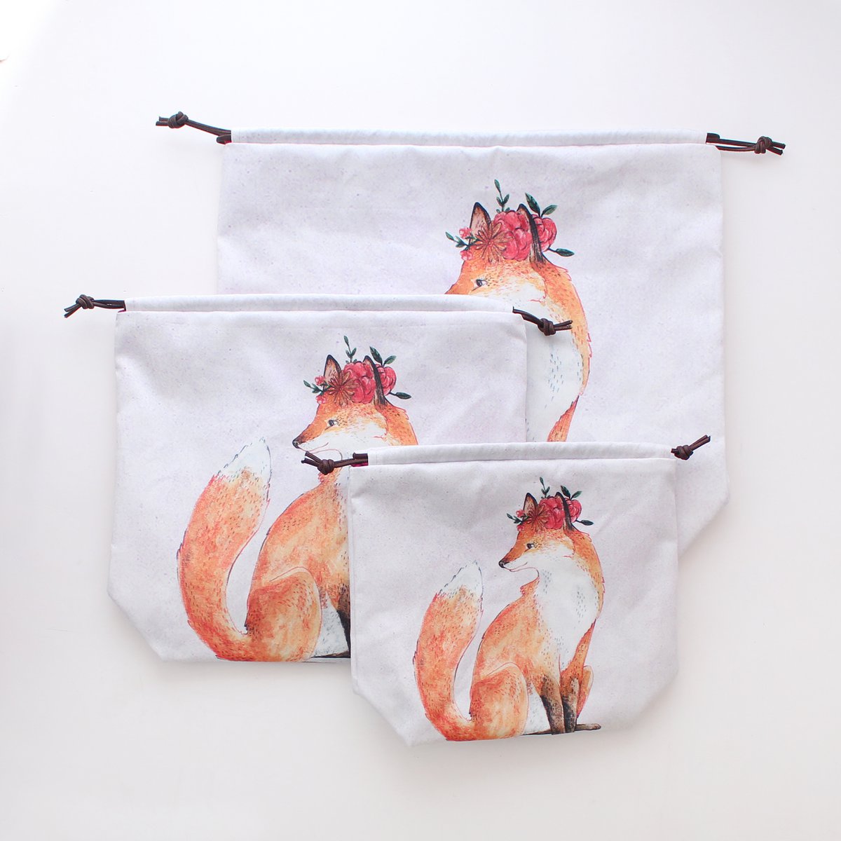 Lena the Fox | Project Bag | Drawstring Bag