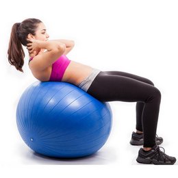 Pelota de Yoga y Fitness Talla M 65 cm Azul - Bomba Incluida - Resistente y Multiusos - Gym Ball - Óptima Adhesión
