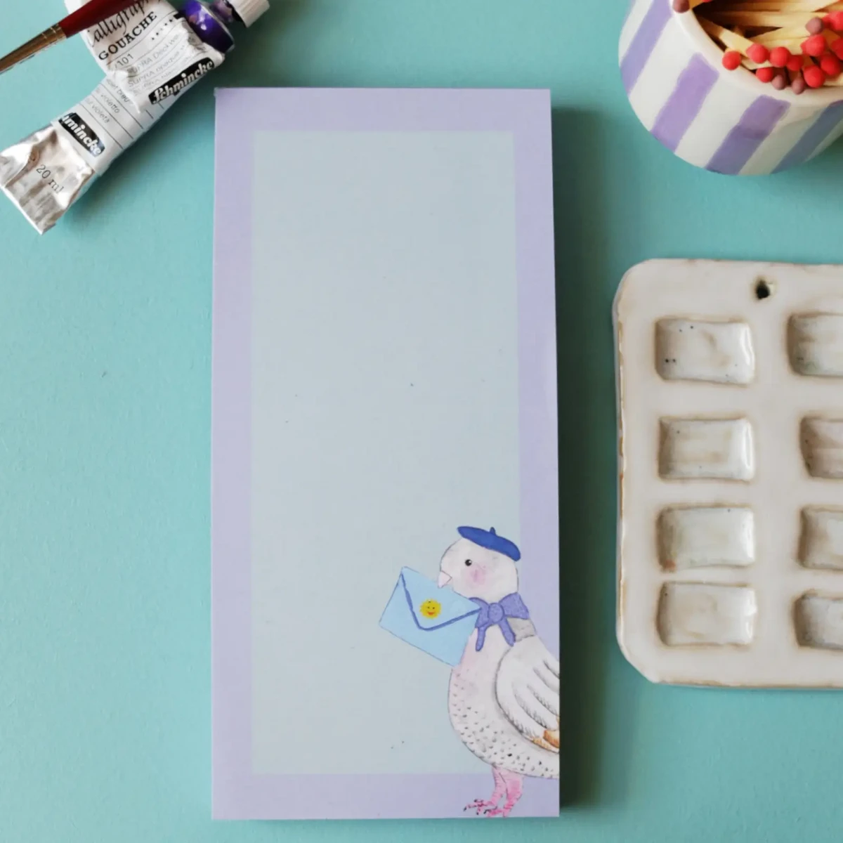 Notepad 10x20cm carrier pigeon
