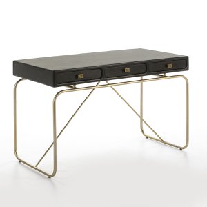 DESK 120X60X76 GOLD METAL/MINDI WOOD BLACK TH2645720
