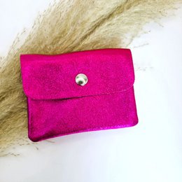 Mini-Geldbörse in Metallic-Fuchsia
