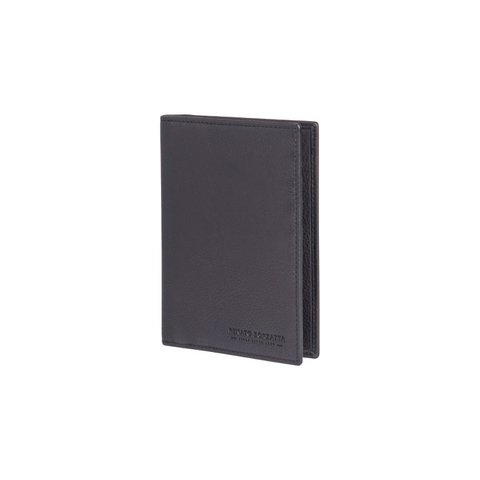 RB10722A | Dokumenten-/Reisepasshülle aus echtem Vollnarbenleder mit leichter Narbung. Schwarze Farbe. Maße geschlossen: 10 x 14 x 1 cm