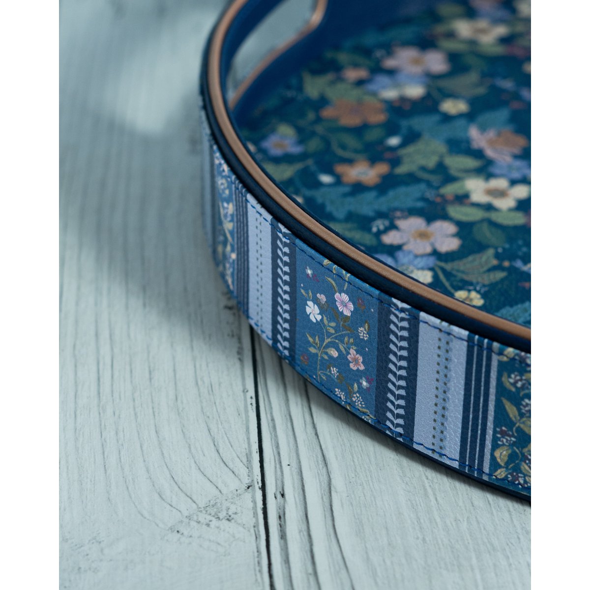 Decorative Tray | Vegan Round Serving Floral Dia | Leather
