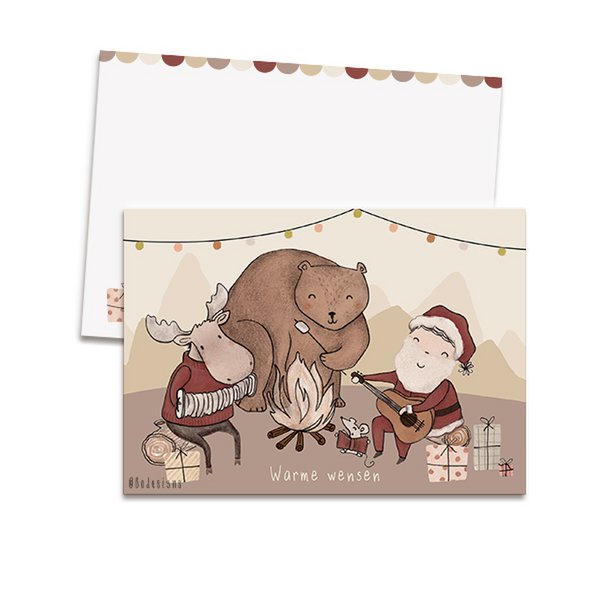card + envelope - Christmas campfire
