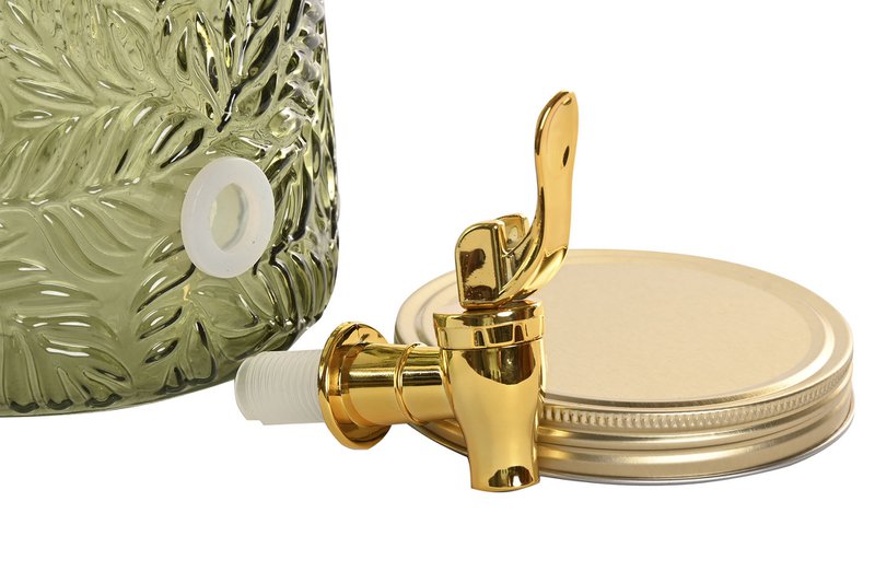 Dispensador de bebidas Leafs Verde 3,3L con grifo y base de metal - verde / dorado