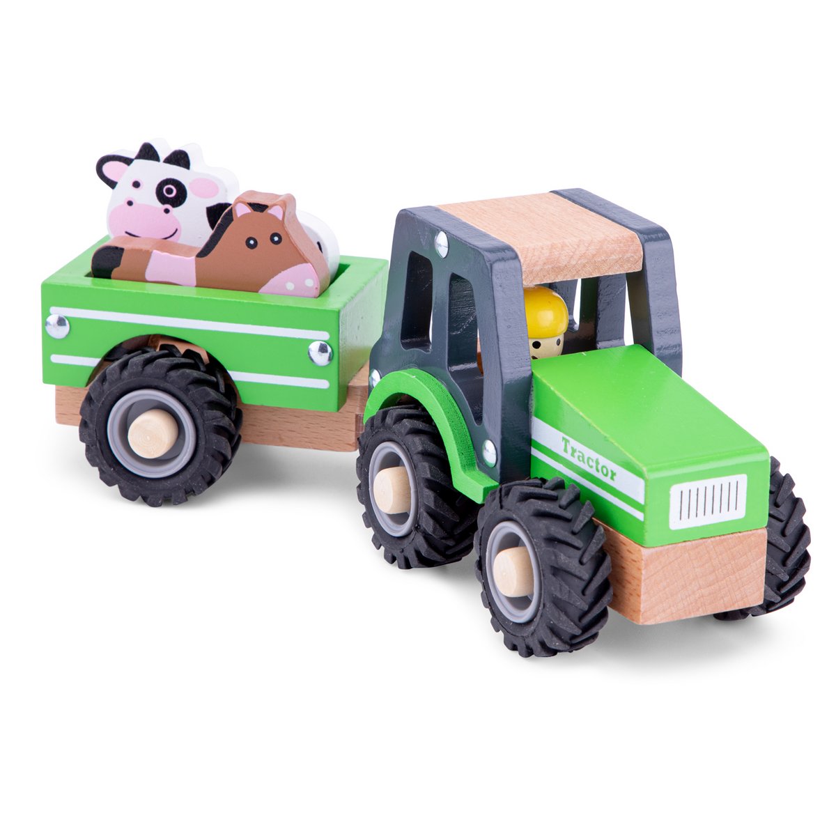 Tracteur en bois avec remorque - Animaux