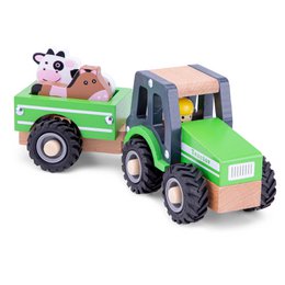 Tracteur en bois avec remorque - Animaux